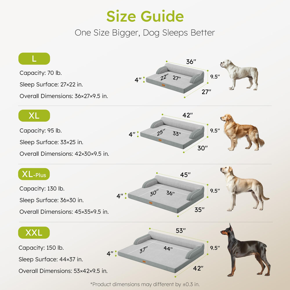 CWAWZ large orthopedic dog bed nonslip bottom keeps bed stable