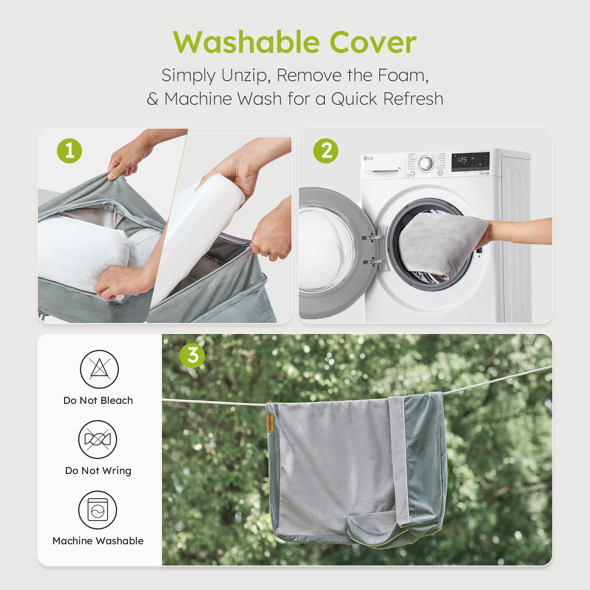 CWAWZ large orthopedic dog bed removable cover emphasizes easy washing