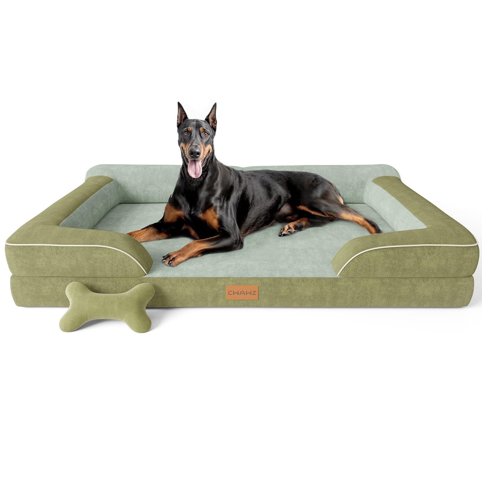 CWAWZ XXL dog bed exterior view showcases plush velvet and ample space for big dogs.
