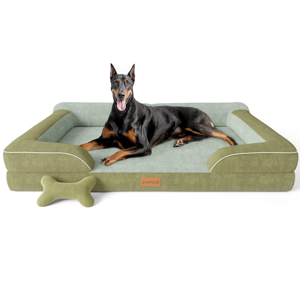 CWAWZ XXL dog bed exterior view showcases plush velvet and ample space for big dogs.