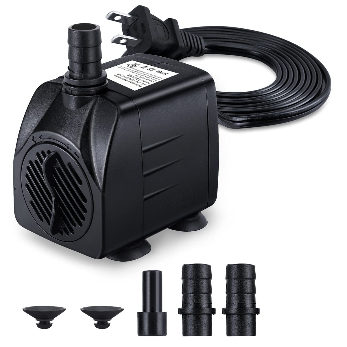 CWKJ Fountain Pump front view with 160GPH flow for steady aquarium circulation.