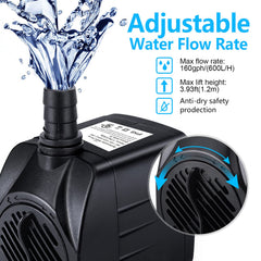 CWKJ Fountain Pump three-nozzle set enables diverse spray patterns.