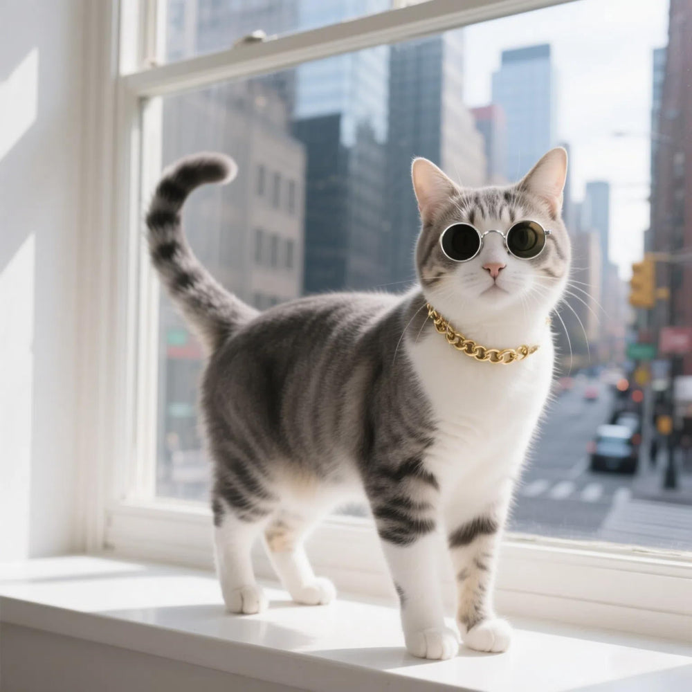 CWYZA Gold Cat Chain Collar packaging image suggests gift-ready presentation