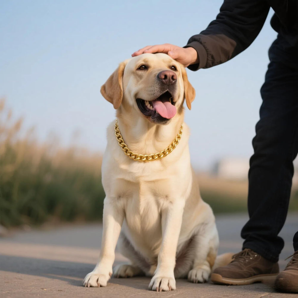 CWYZA gold dog chain decoration for occasion suggests versatile fashion statement
