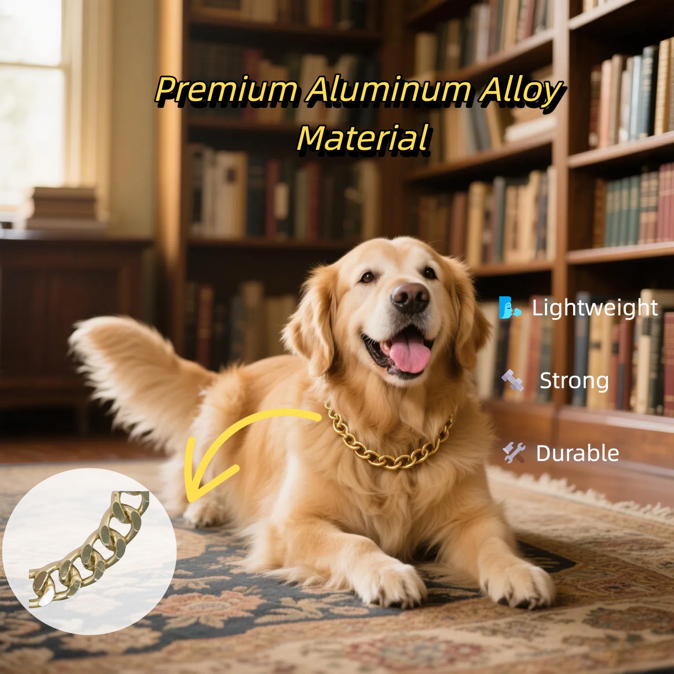 CWYZA gold dog chain necklace adjustable extension demonstrates a customizable, comfortable fit