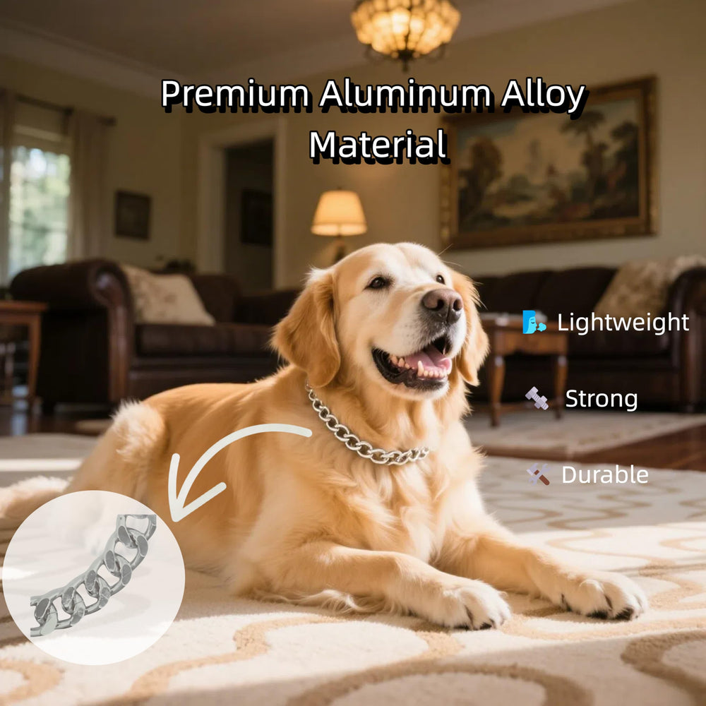 CWYZA silver dog chain necklace closeup shows premium metal finish fade resistance