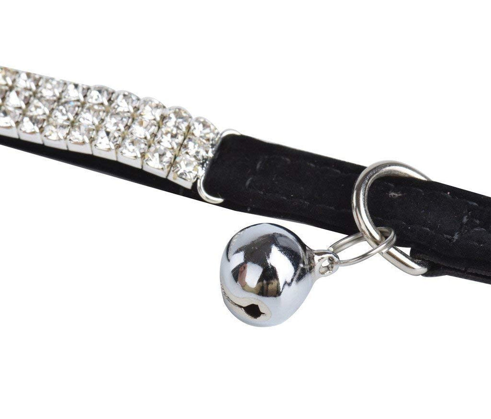 C&Xanadu rhinestone diamante detail close-up on black collar