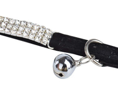 C&Xanadu rhinestone diamante detail close-up on black collar
