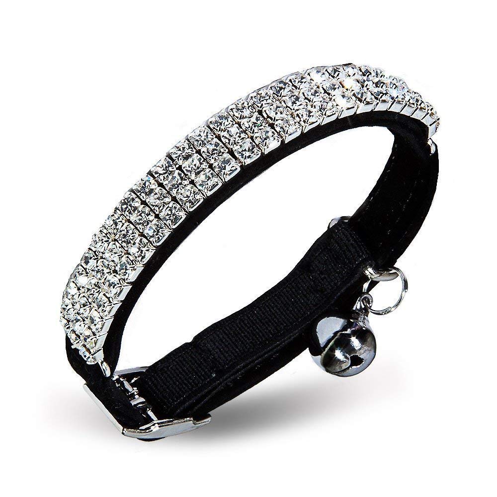 C&Xanadu soft velvet cat collar front view with bell for daily wear