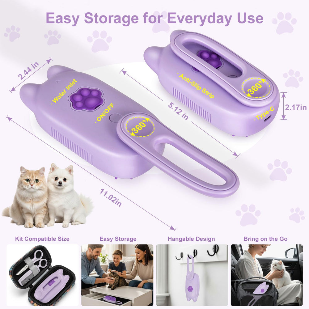 CXCHKK Purple cat-design grooming tool adds a playful touch.