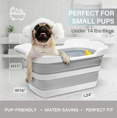 Cyanoe collapsible pet bathtub open shows roomy bathing area for small pets.