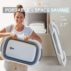 Cyanoe collapsible pet bathtub with drain plug for quick water release.