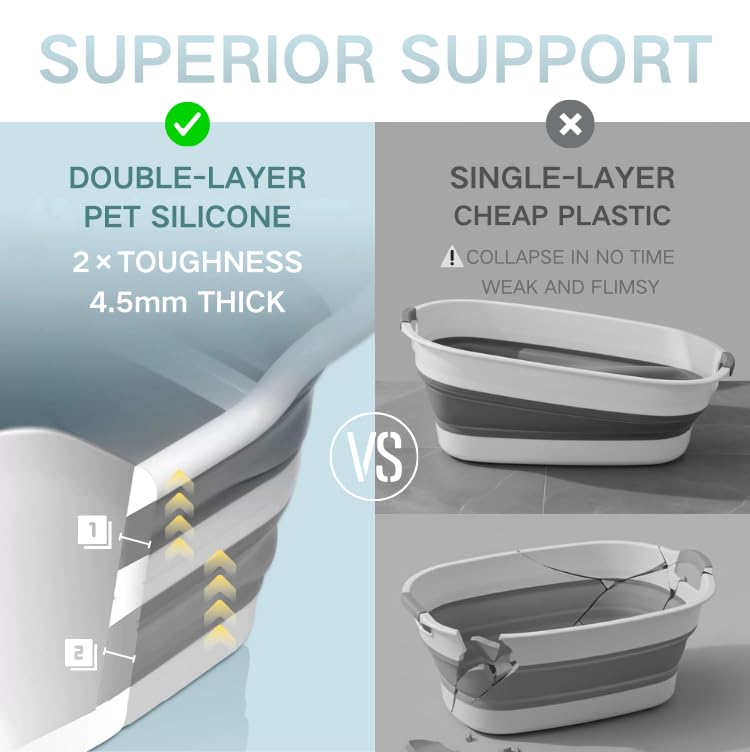 Cyanoe collapsible pet bathtub with handle groove for easy carrying.