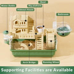 Cycodo 8in1 acrylic hamster cage interior two-tier showcases spacious play area.