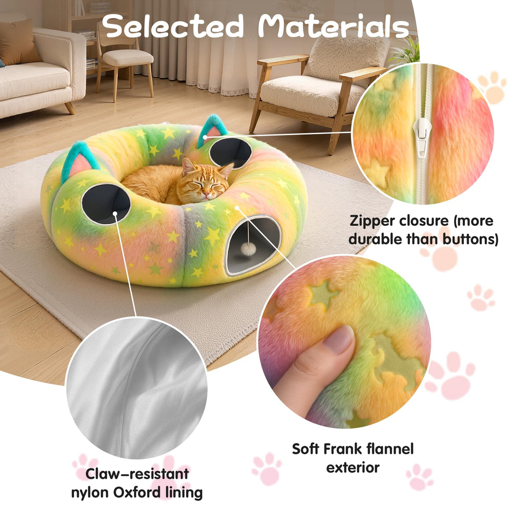 Cycodo cat tunnel bed three-in-one assembly shows versatile shapes for interactive play.