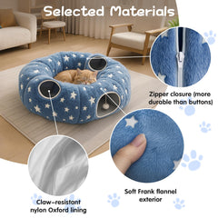 Cycodo tunnel bed c-shape starry blue adapts to room corners for nimble pets