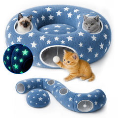 Cycodo tunnel bed donut shape starry blue cozy hideaway and playful exploration for pets