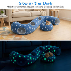 Cycodo tunnel bed s-shape starry blue creates winding routes for curious kittens and puppies