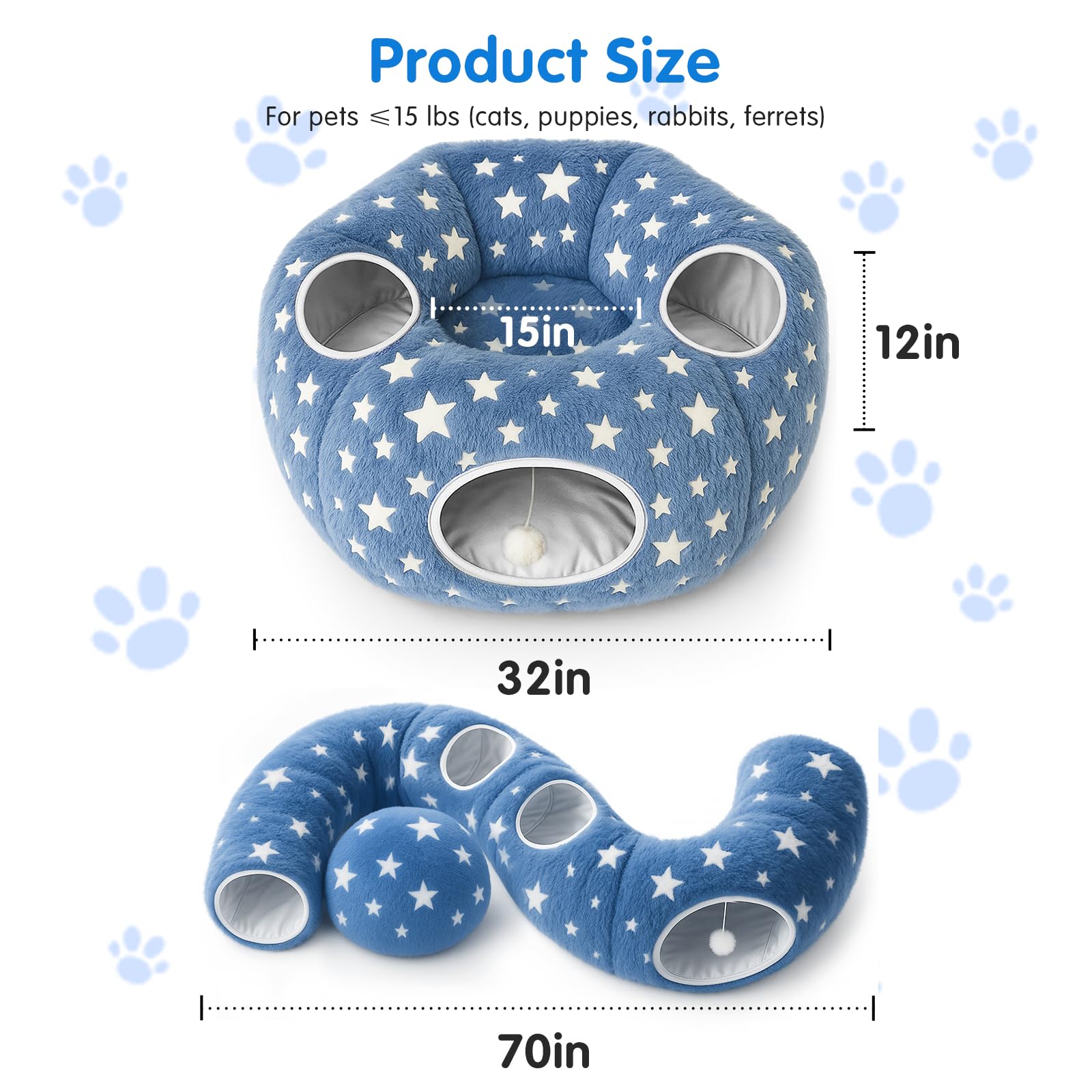 Cycodo tunnel bed soft-plush-textile starry blue combines comfort with easy maintenance