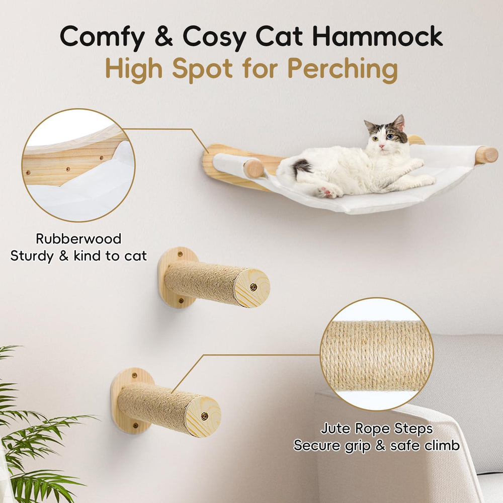 CYDDUP cat wall shelves with 2-steps provide elevated climbing perch.