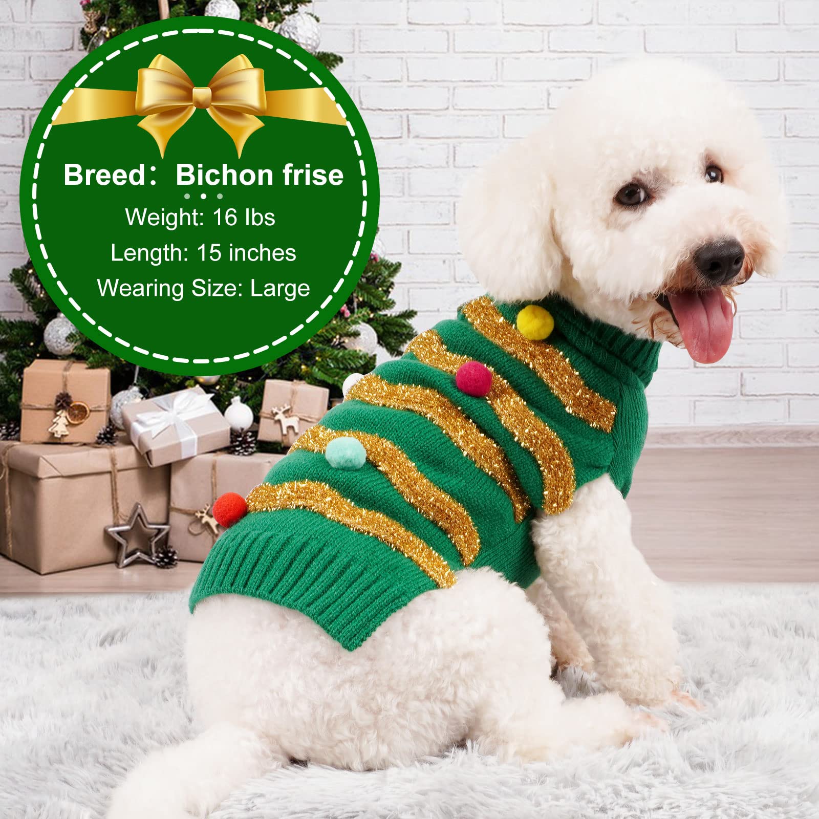 cyeollo Christmas dog sweater leash hole back detail for secure daily walks
