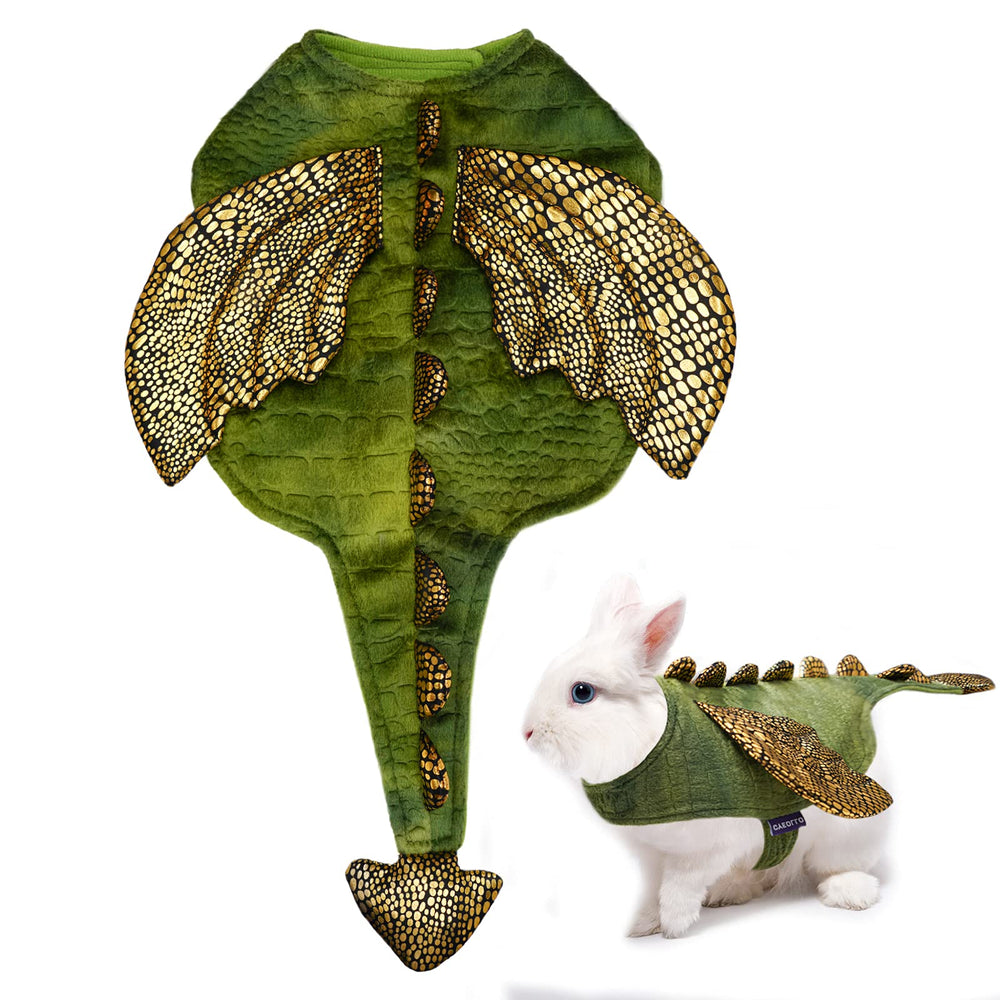 Cyeollo dinosaur costume on bunny for a cute Halloween look.