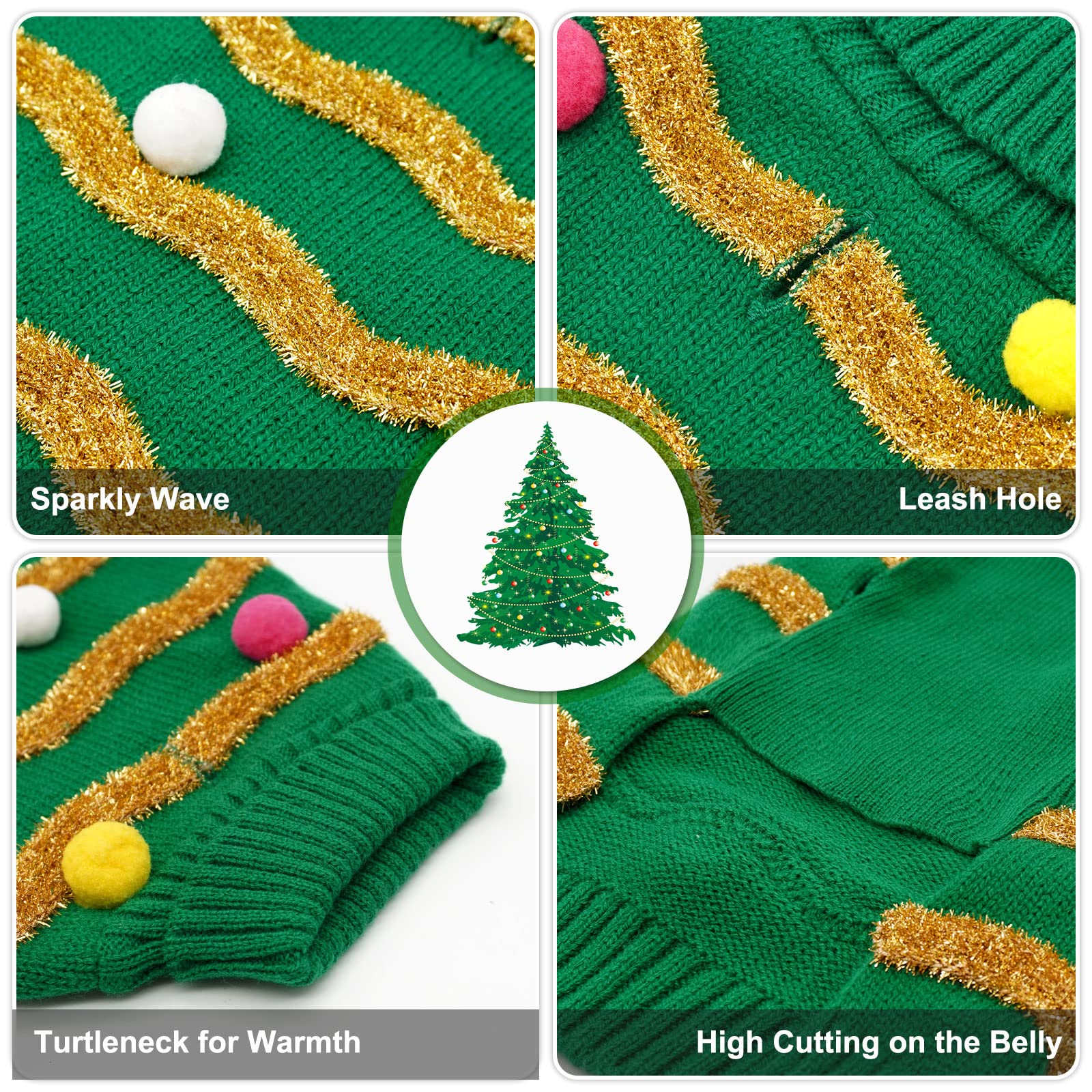 cyeollo dog Christmas sweater cat-friendly fit suitable for cats and small dogs