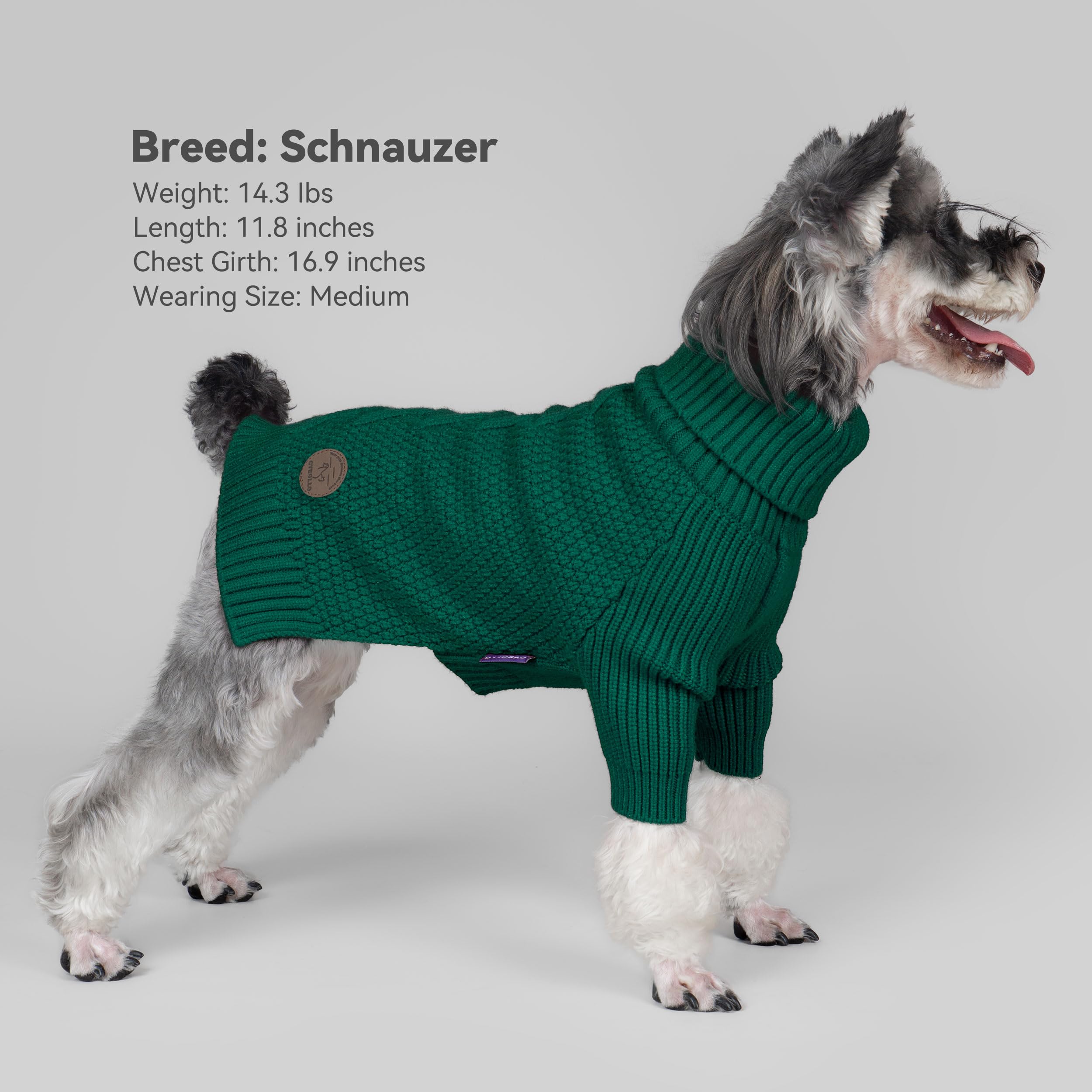 Cyeollo dog Christmas sweater side view demonstrates cozy coverage for cold days