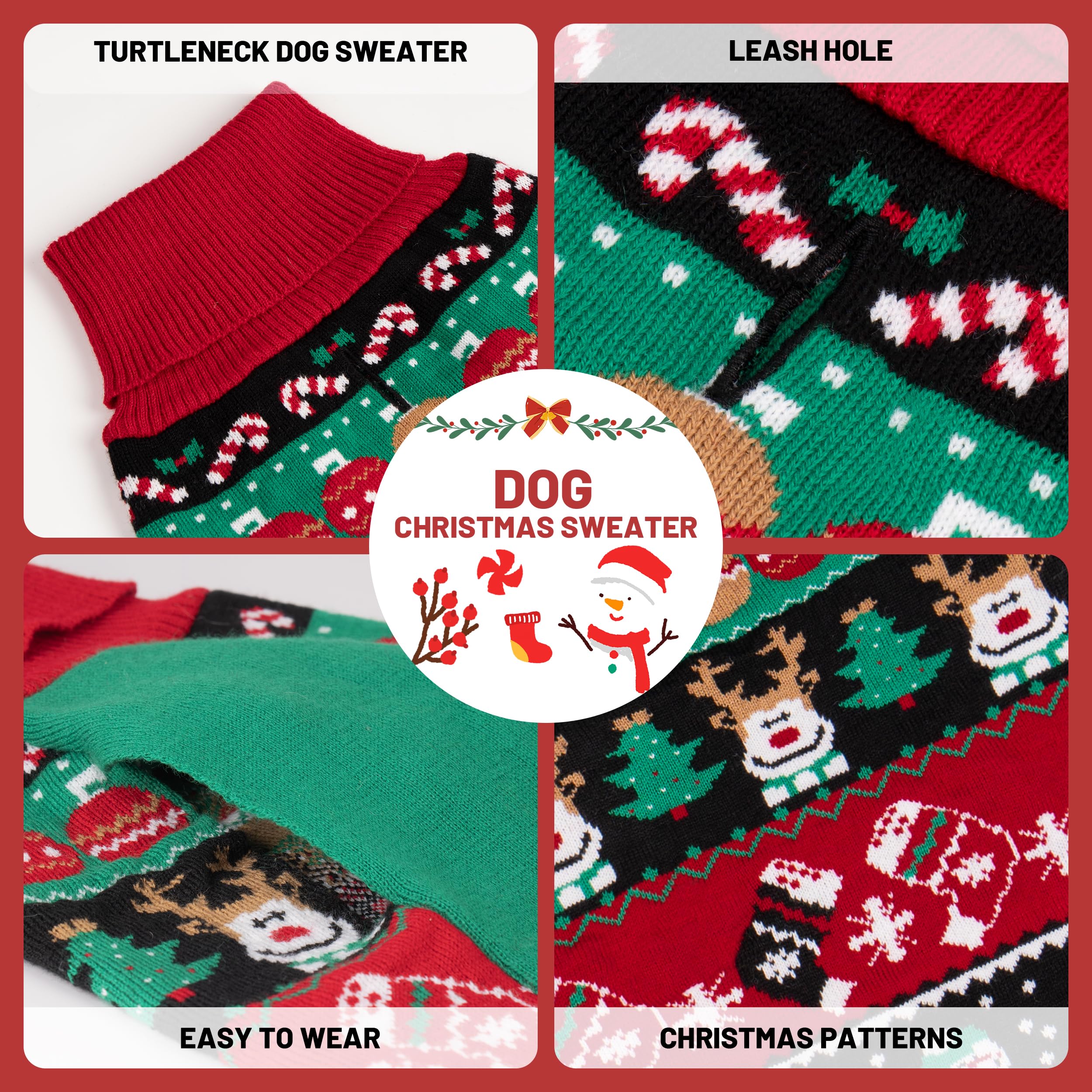 Cyeollo dog wearing sweater in festive holiday setting.
