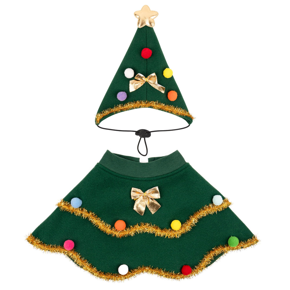 cyeollo dog Christmas tree costume breathable fabric close-up