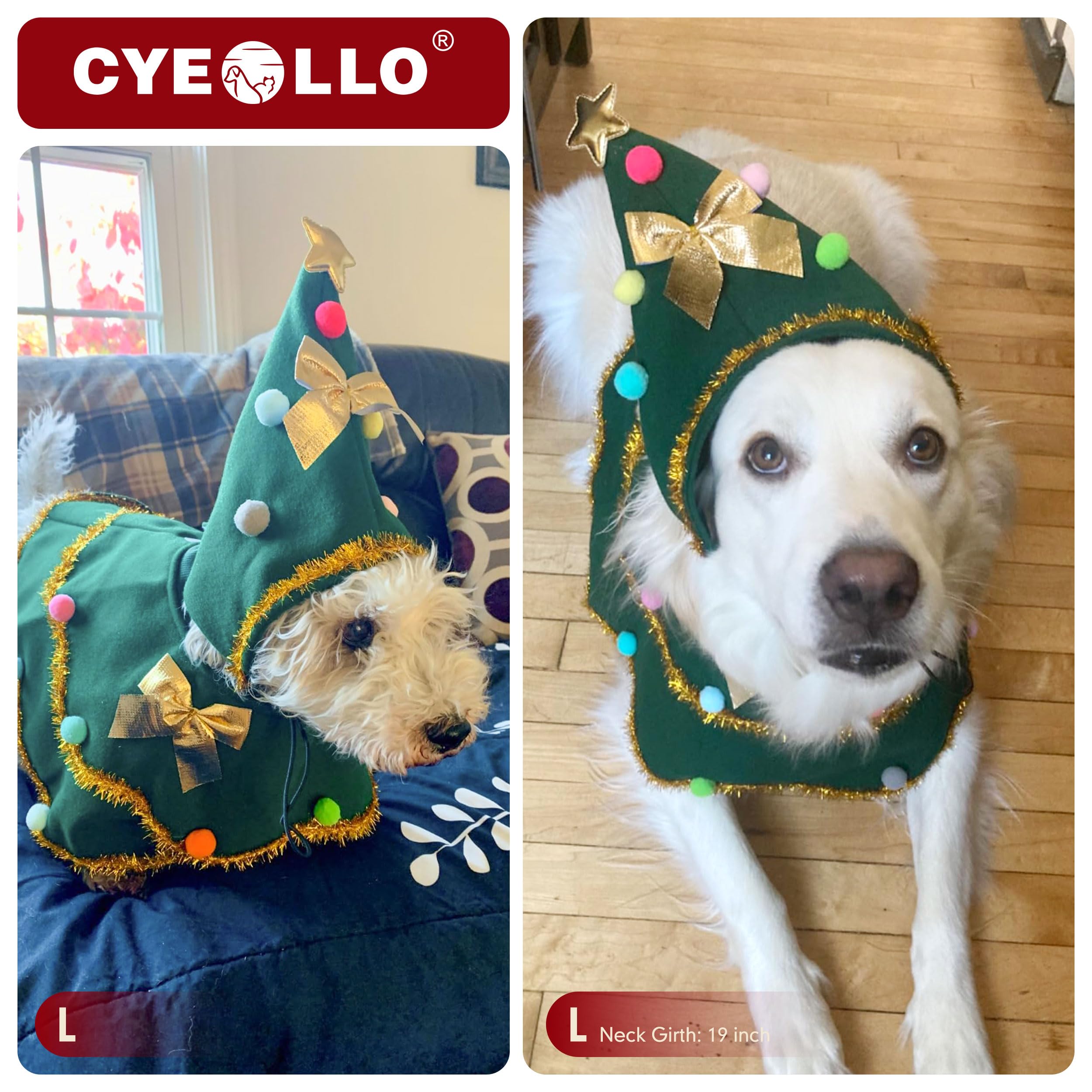 cyeollo dog Christmas tree costume fits sizes S to XL