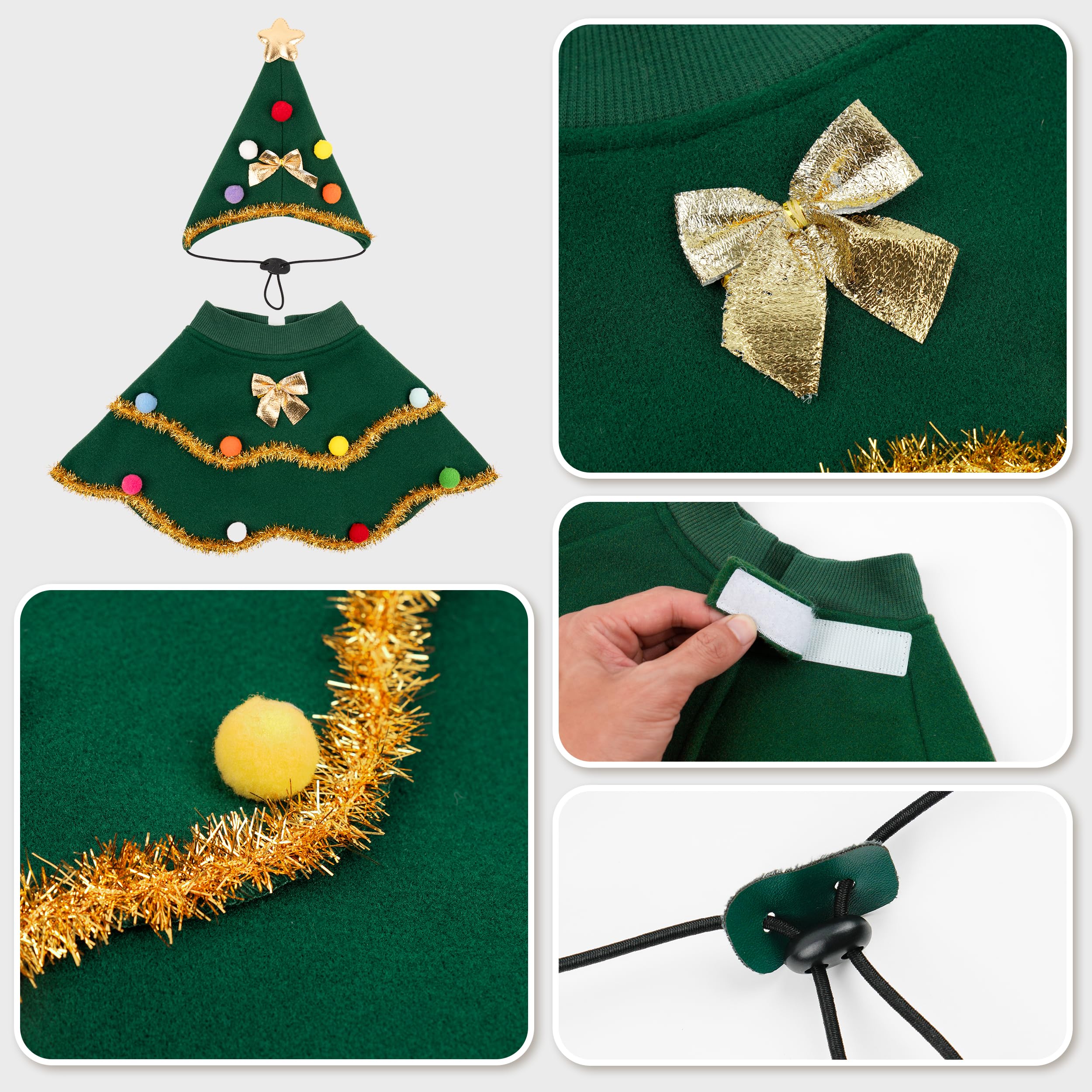 cyeollo dog Christmas tree costume on dog in cozy room