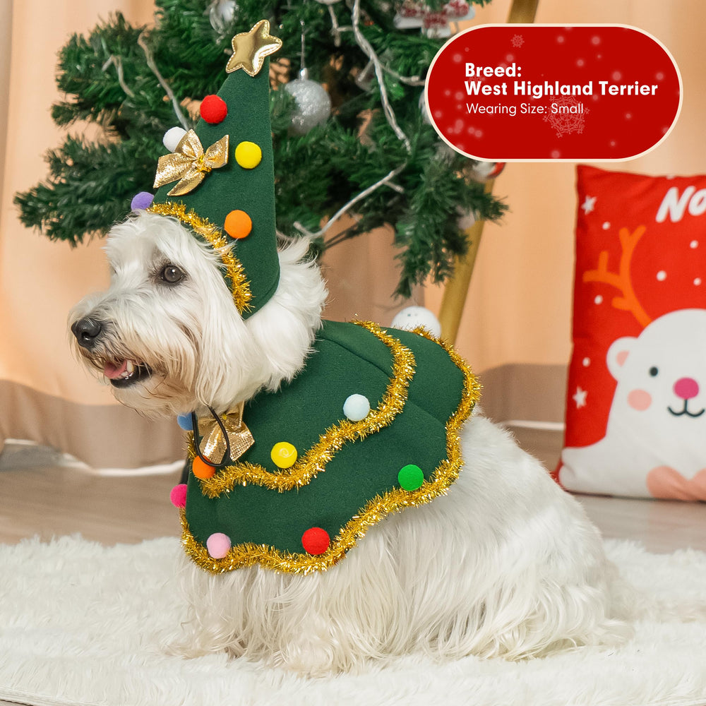 cyeollo dog Christmas tree costume side view shows comfortable fit