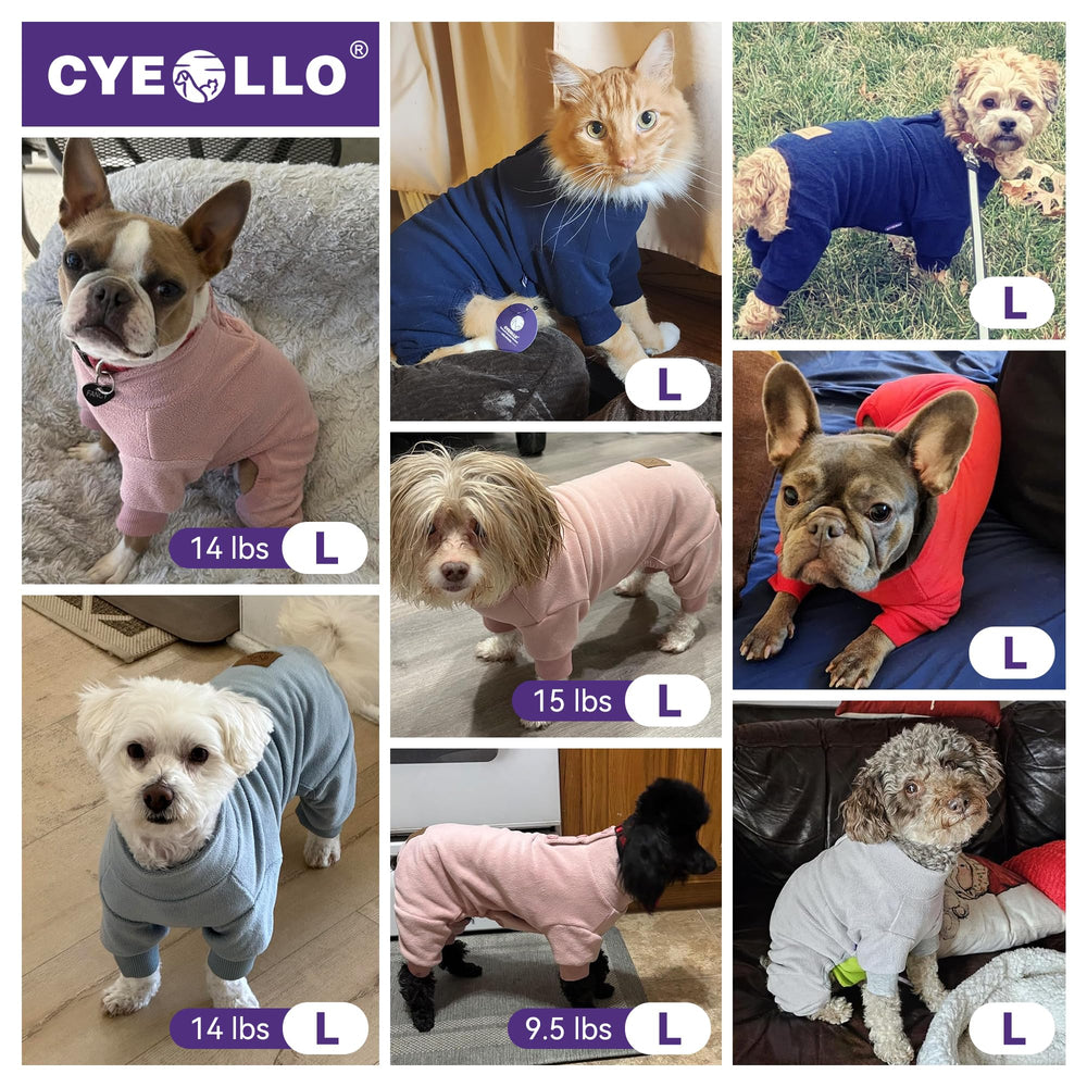 cyeollo dog pajamas navy l four-leg design with breathable fleece for comfort.