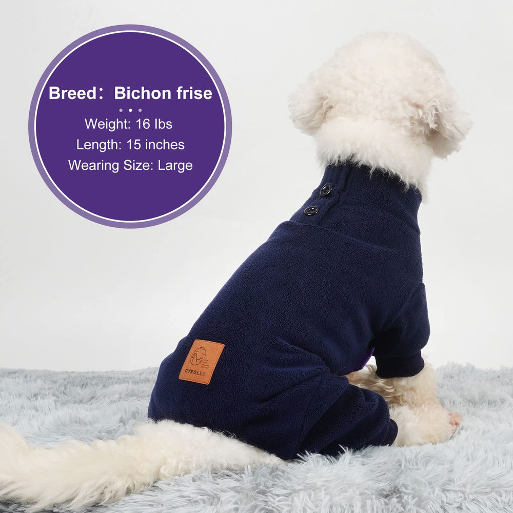 cyeollo dog pajamas navy l high collar adds warmth and comfort for chilly weather.