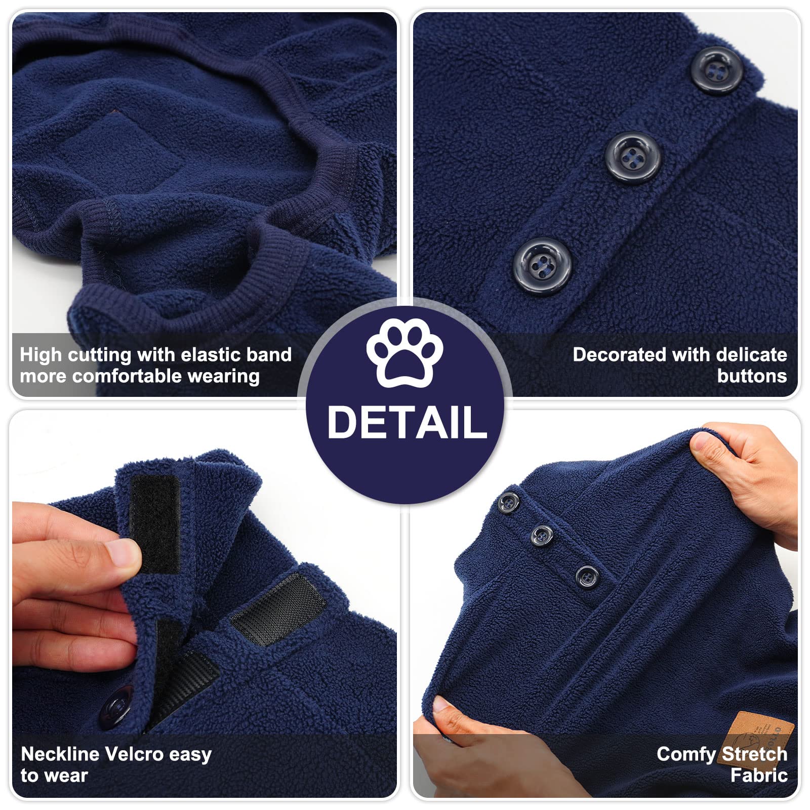 Cyeollo dog pajamas size guide close-up with measurements to help proper fit.