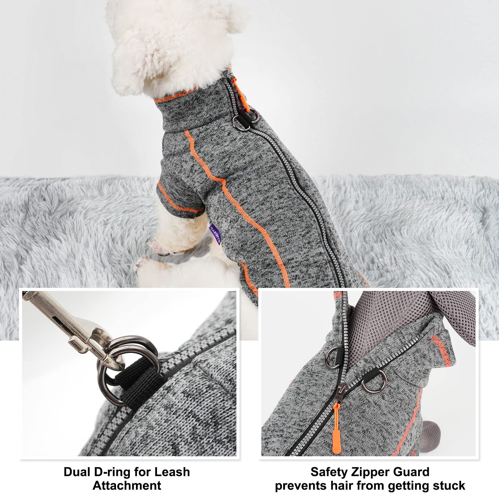 cyeollo dog sweater coat reflective strip increases nighttime visibility and safety.