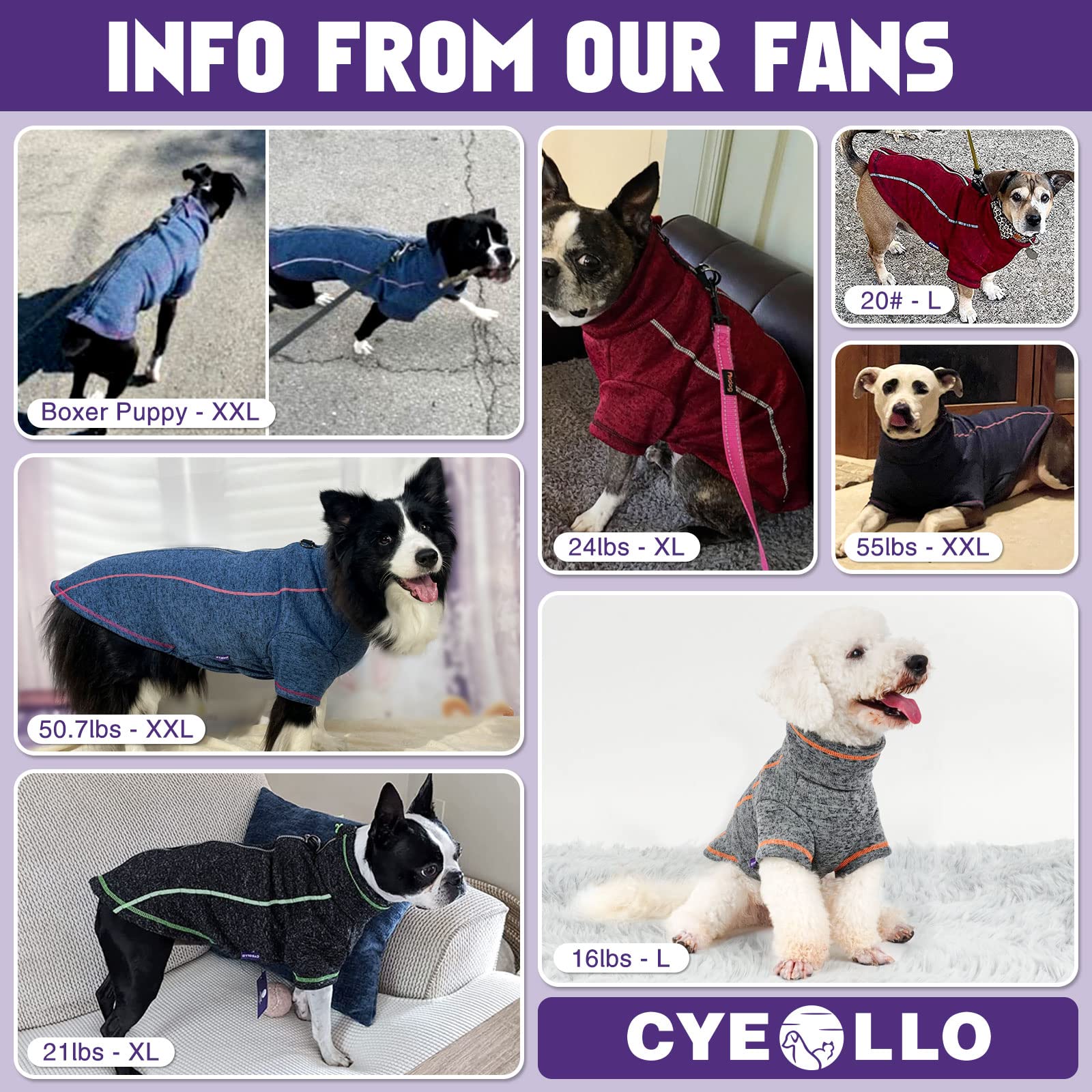 cyeollo dog sweater coat skin-friendly material minimizes irritation on pets.