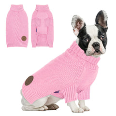 cyeollo dog sweater pink front view shows cozy warmth for chilly walks.
