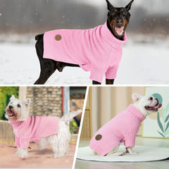 cyeollo dog sweater pink side view emphasizes mobility and stretch.