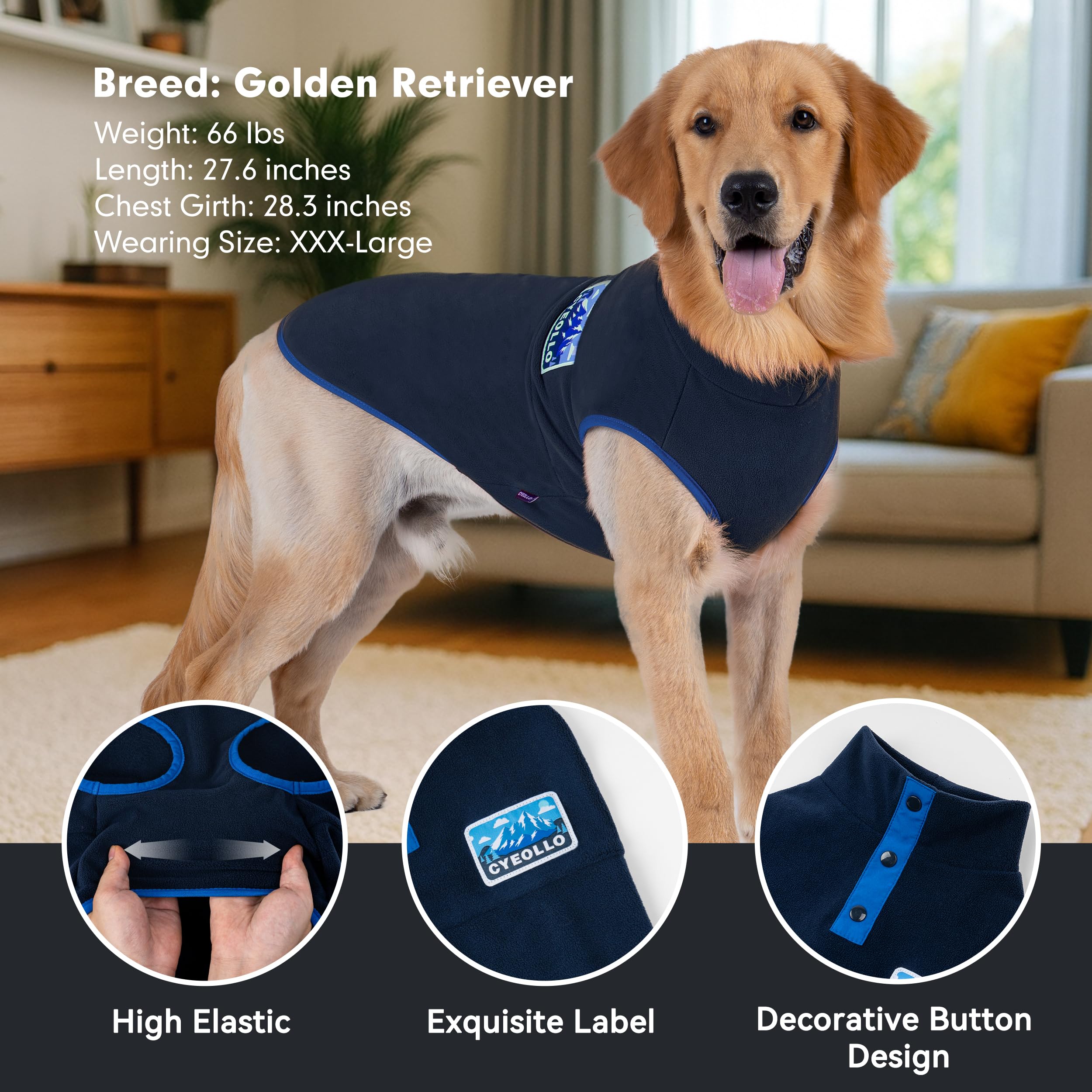 cyeollo fleece dog sweater pullover easy-on design helps wriggly dogs dress quickly