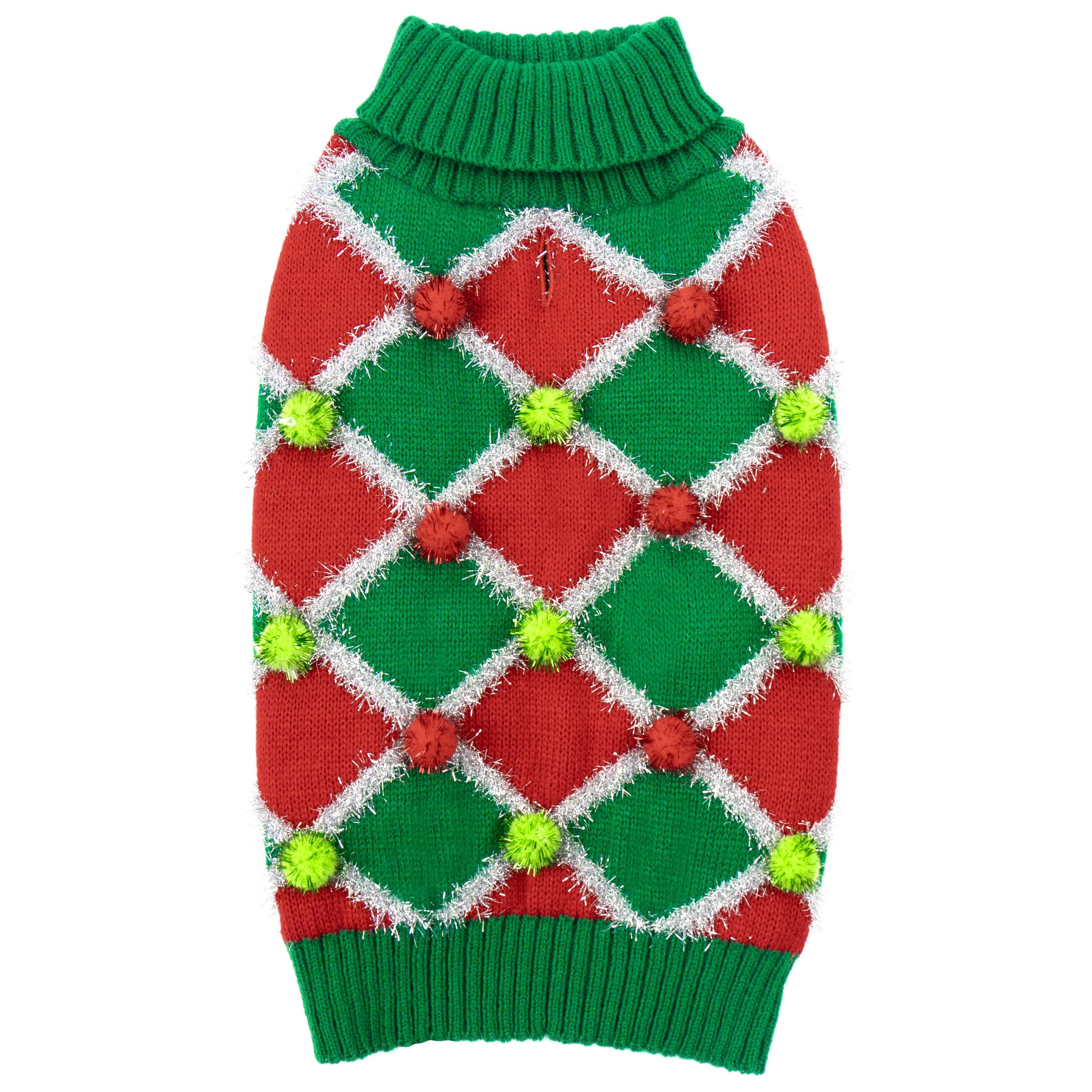 Cyeollo large dog Christmas sweater front view shows warm knit for winter walks.