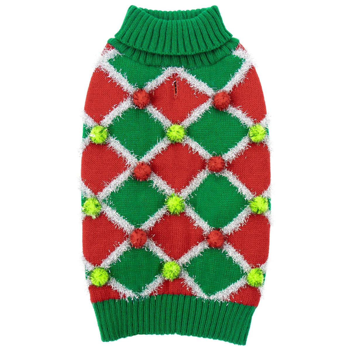 Cyeollo large dog Christmas sweater front view shows warm knit for winter walks.
