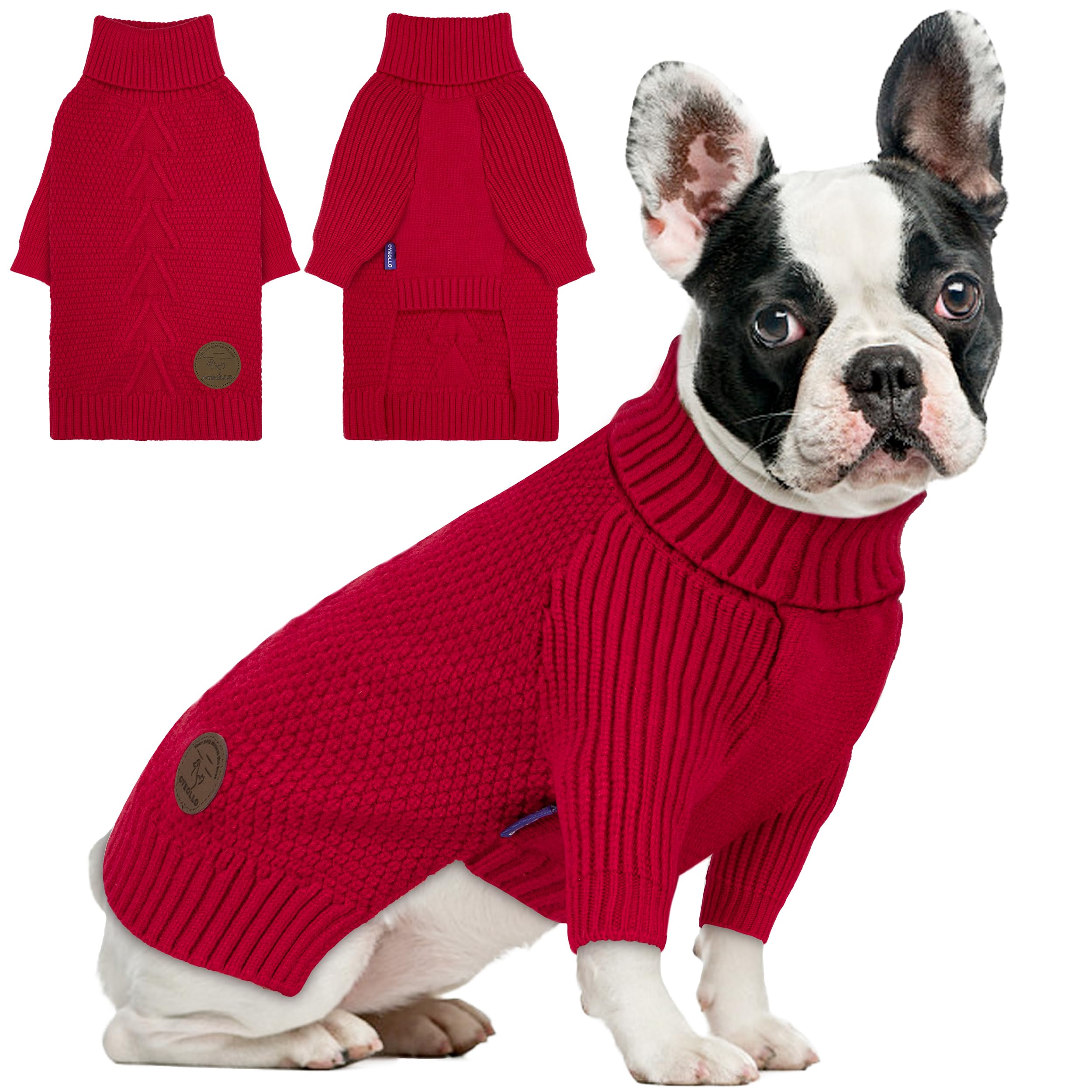 cyeollo small dog christmas sweater warm turtleneck shown on a pup for cozy winter outings