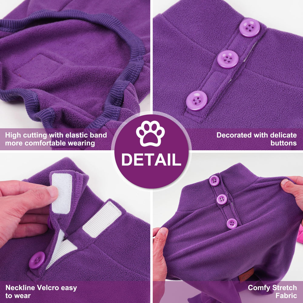 Cyeollo small dog pajamas purple color adds cute style for small dogs.