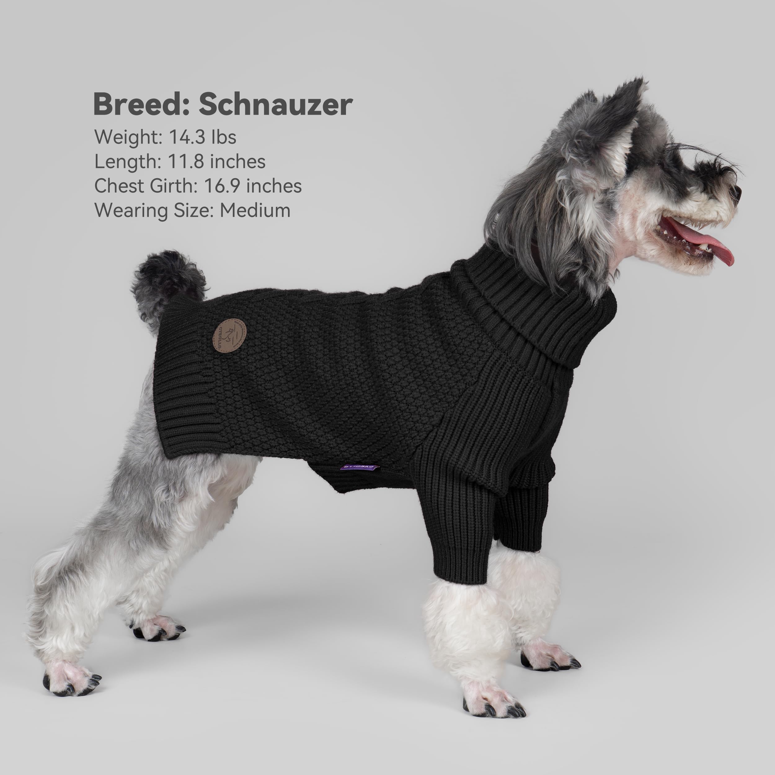 cyeollo small fleece dog sweater back view showing knit and warmth