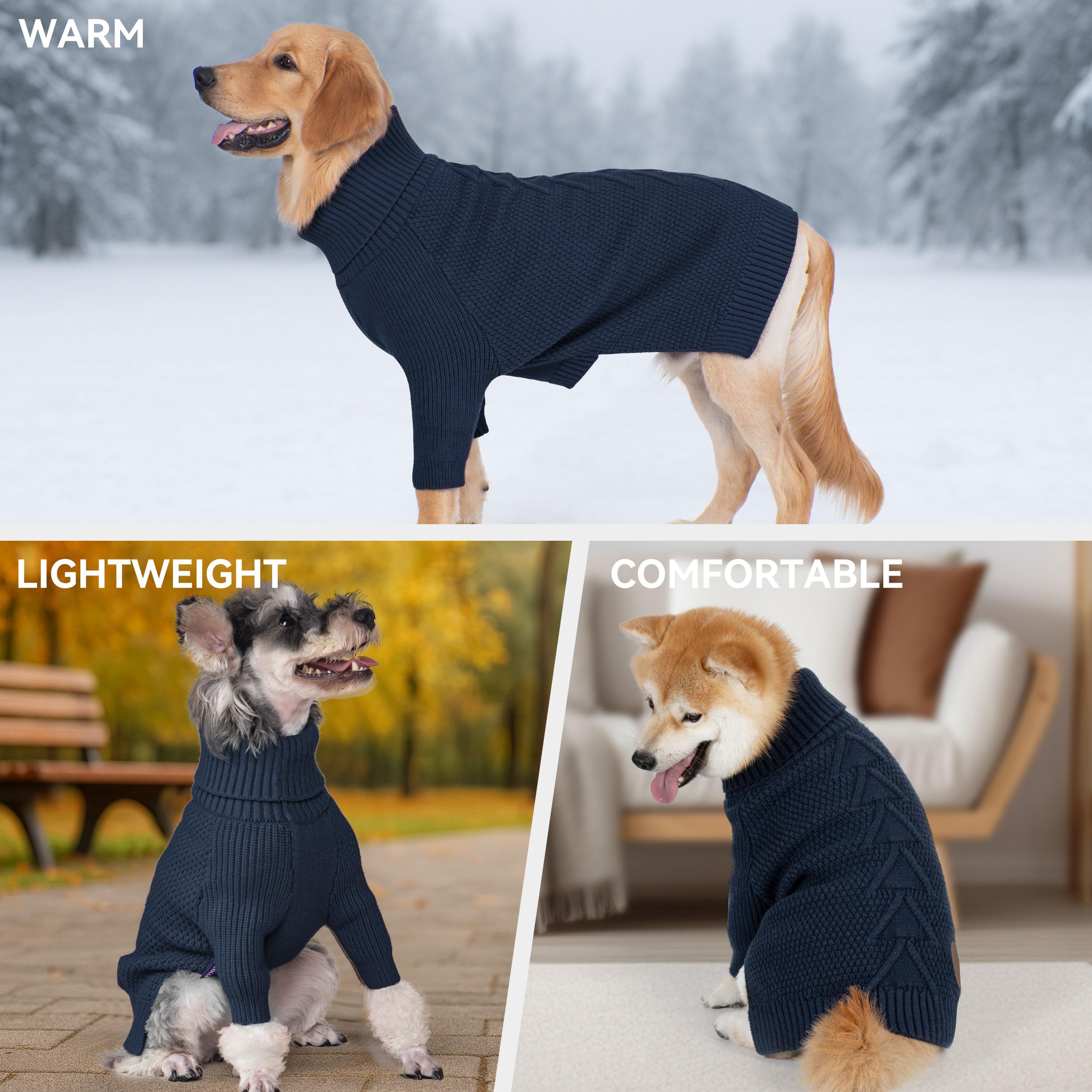 cyeollo warm small dog sweater turtleneck-sleeve detail—neck warmth and mobility