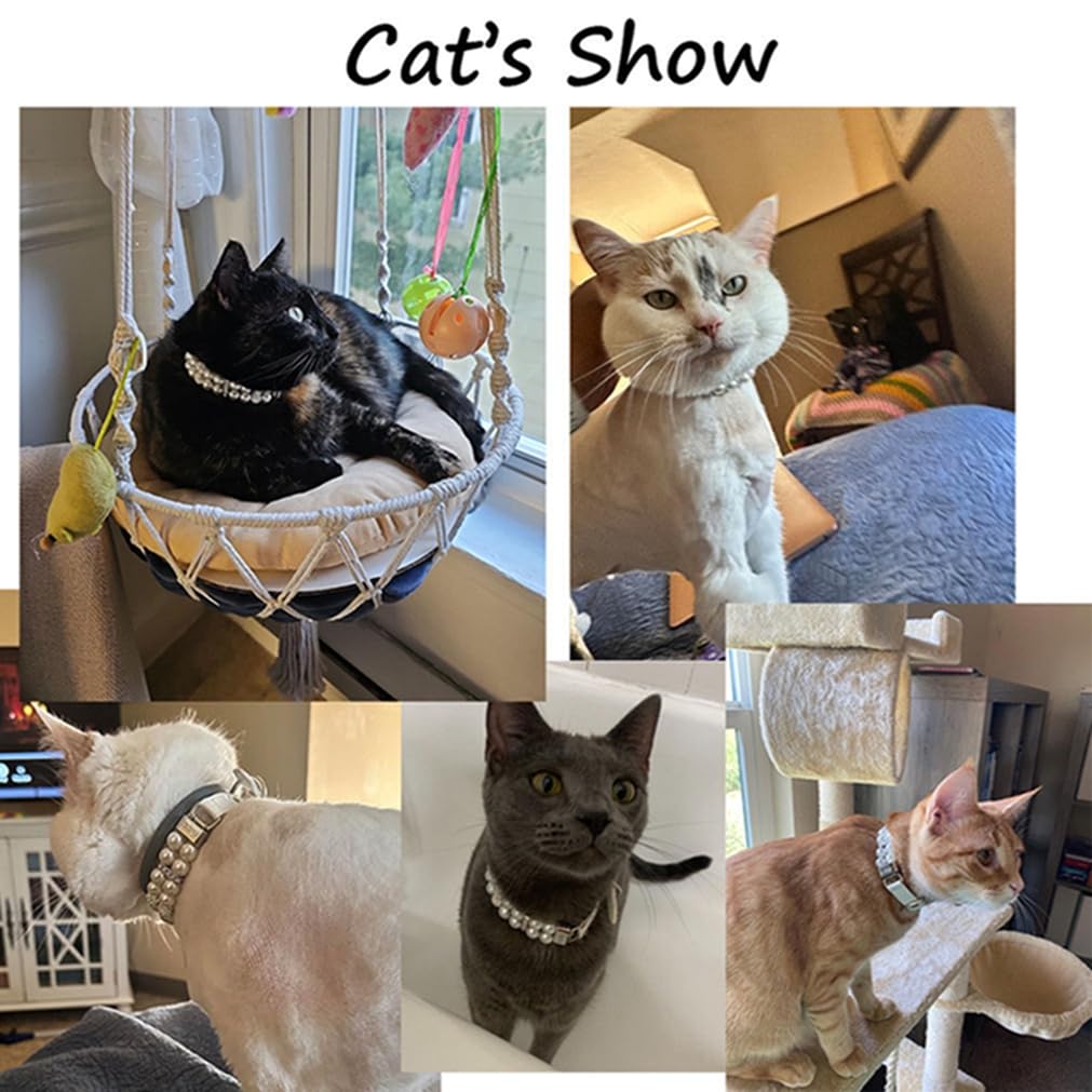 cyhaen Pink Pearl Collar dressy look on small dog for special occasions