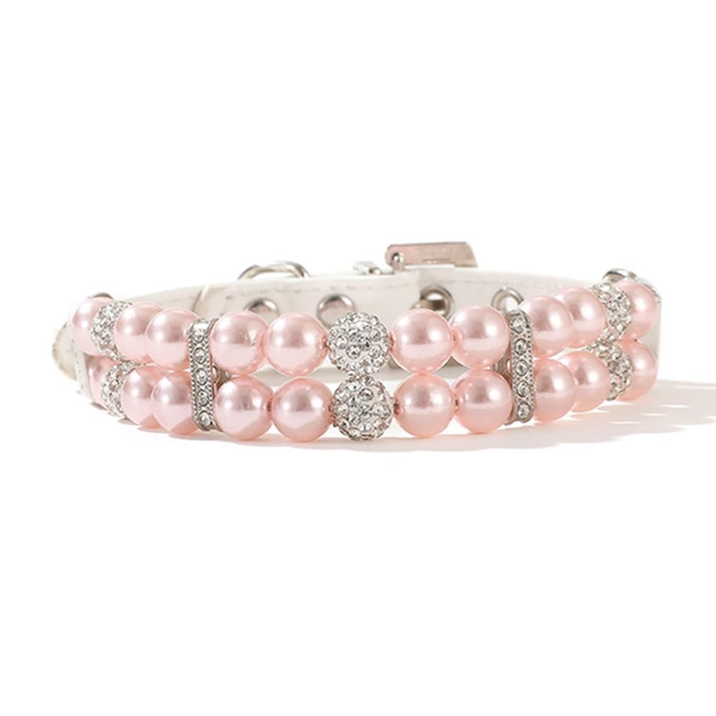 cyhaen Pink Pearl Collar materials PU leather and pearls for durable elegance