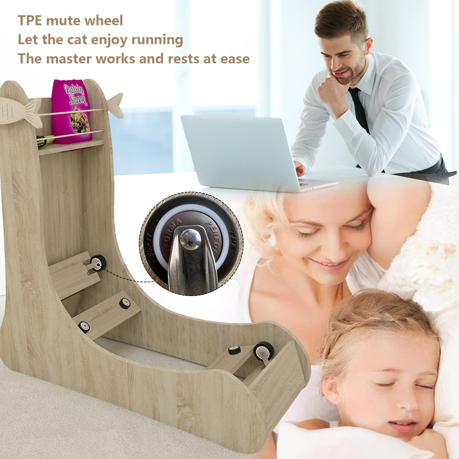CYlively cat wheel silent pulleys illustrate quiet operation in living rooms.